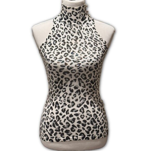 WHBM Turtle Neck Tank Top - Leopard Print Size XXS - Picture 1 of 6